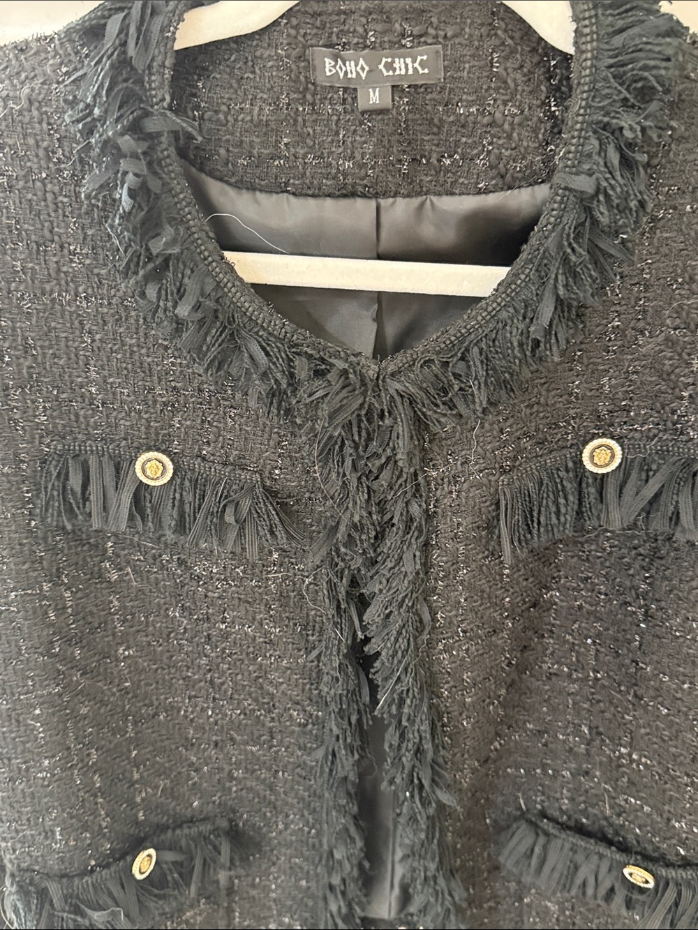 Bond Chic Black Fringe Tweed Jacket